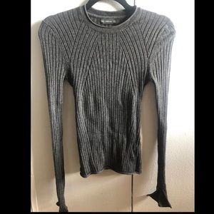 SOLD Zara ribbed sweater gray with ribbed detail